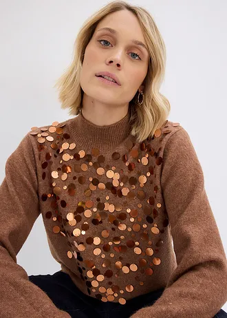 Trui met pailletten • kastanjebruin • bonprix online shop