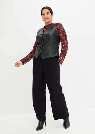 Imitatieleren gilet, Kleur: zwart