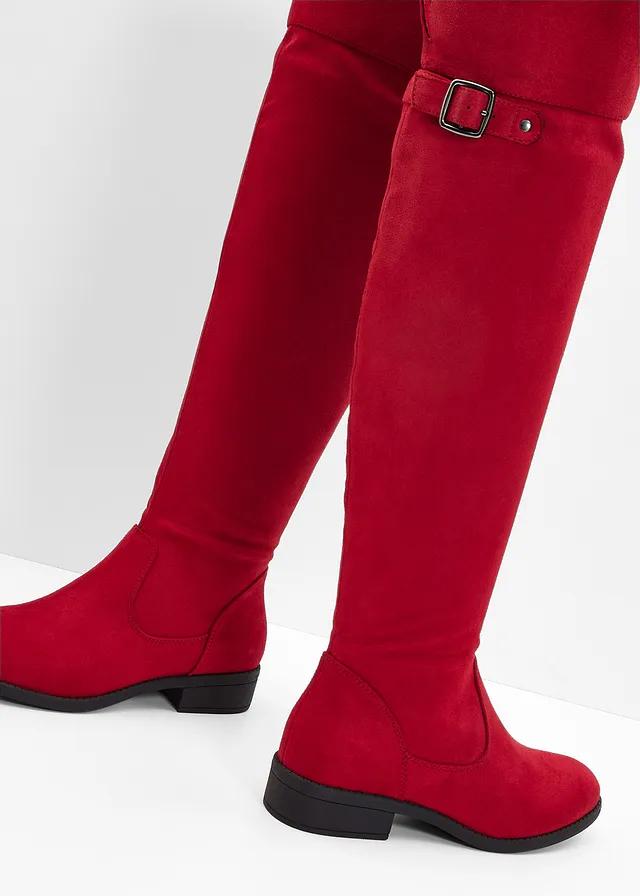 Overknee laarzen, Kleur: donkerrood