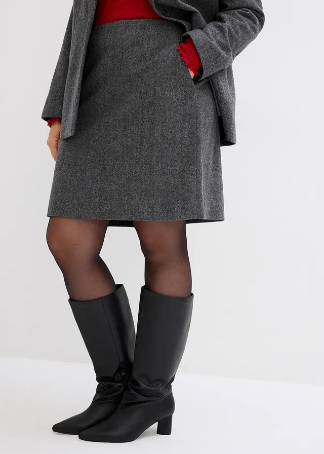 Jupe crayon, Couleur: gris moyen chiné