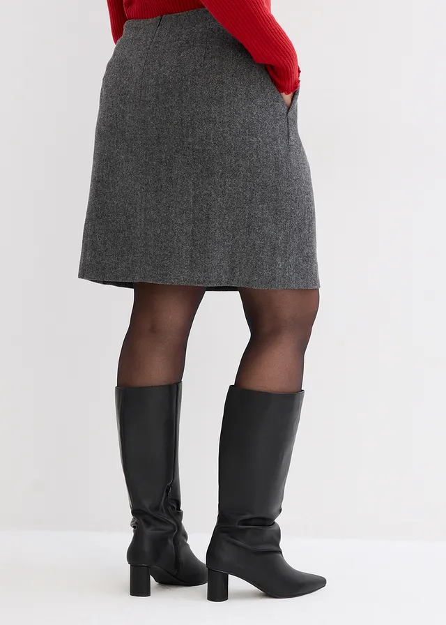 Jupe crayon, Couleur: gris moyen chiné