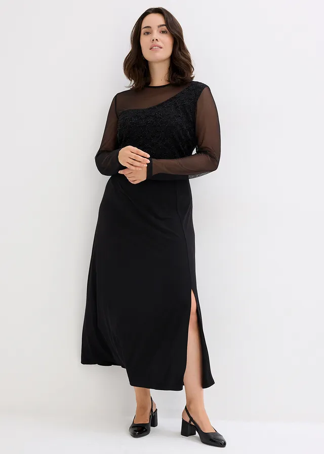 Robe de soirée avec dentelle, Couleur: noir