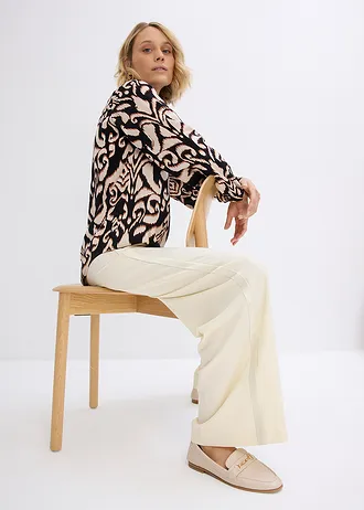 Tunika blúz puha viszkózból • fekete/sötétbarna/mokkabarna/kavicsbézs • bonprix áruház