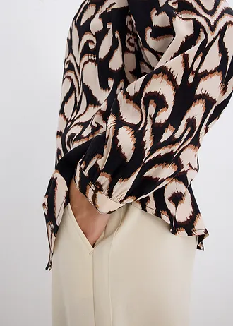 Tunika blúz puha viszkózból • fekete/sötétbarna/mokkabarna/kavicsbézs • bonprix áruház