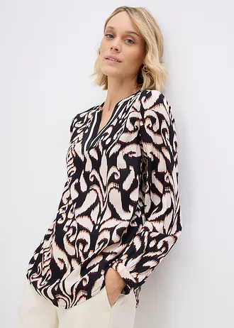 Tunika blúz puha viszkózból • fekete/sötétbarna/mokkabarna/kavicsbézs • bonprix áruház