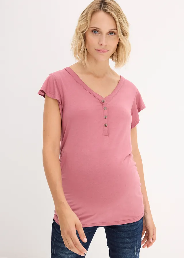 Zwangerschapsshirt / voedingsshirt met viscose, Kleur: soft bessen