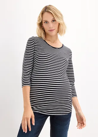 Těhotenské triko, organická bavlna (2 ks v balení) • bílá s puntíky + s proužky • bonprix obchod