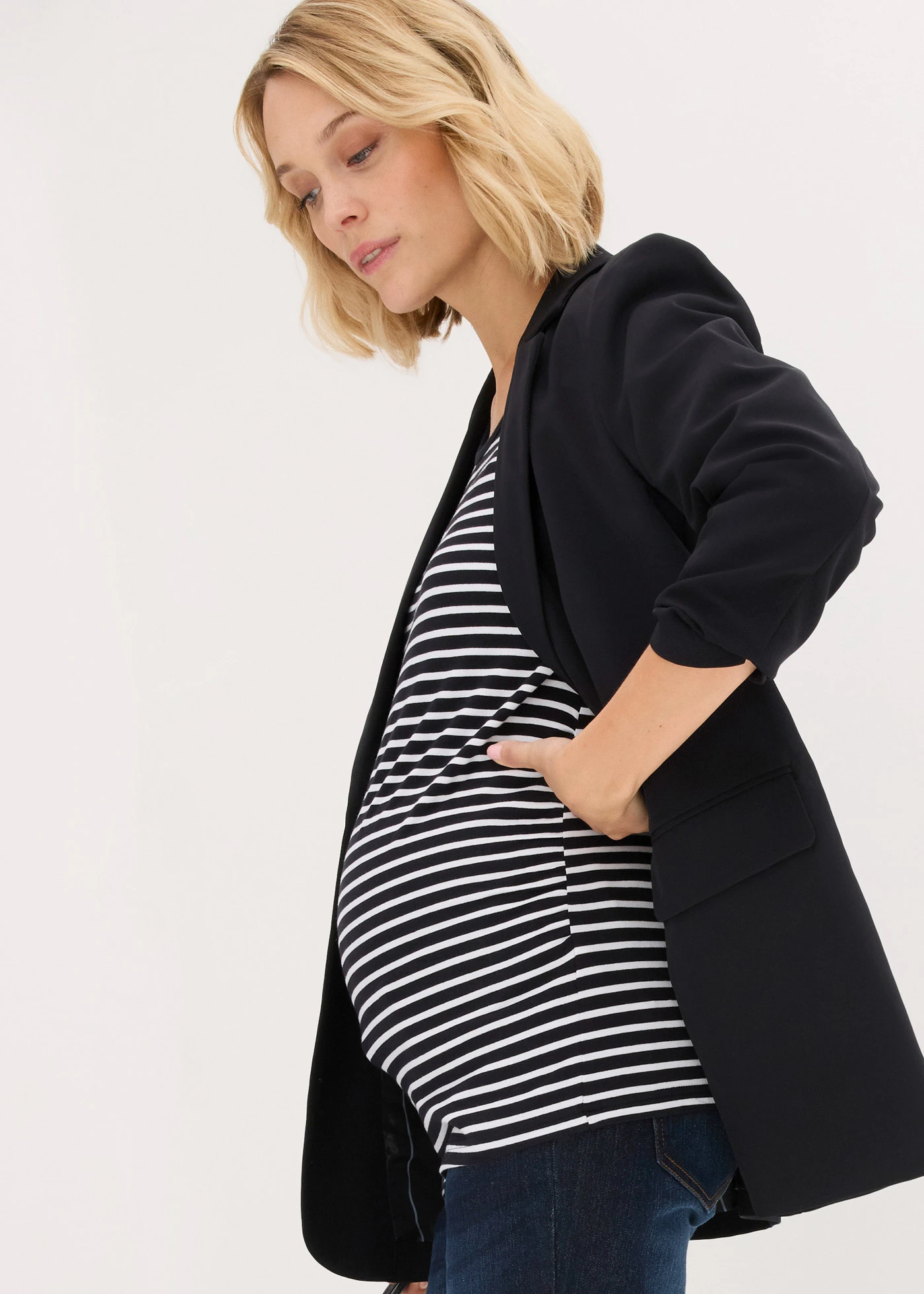 Těhotenské triko, organická bavlna (2 ks v balení) • bílá s puntíky + s proužky • bonprix obchod