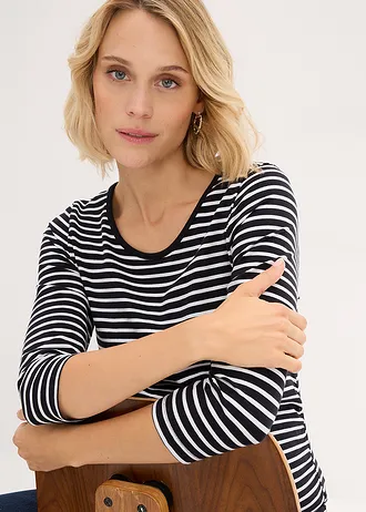 Těhotenské triko, organická bavlna (2 ks v balení) • bílá s puntíky + s proužky • bonprix obchod