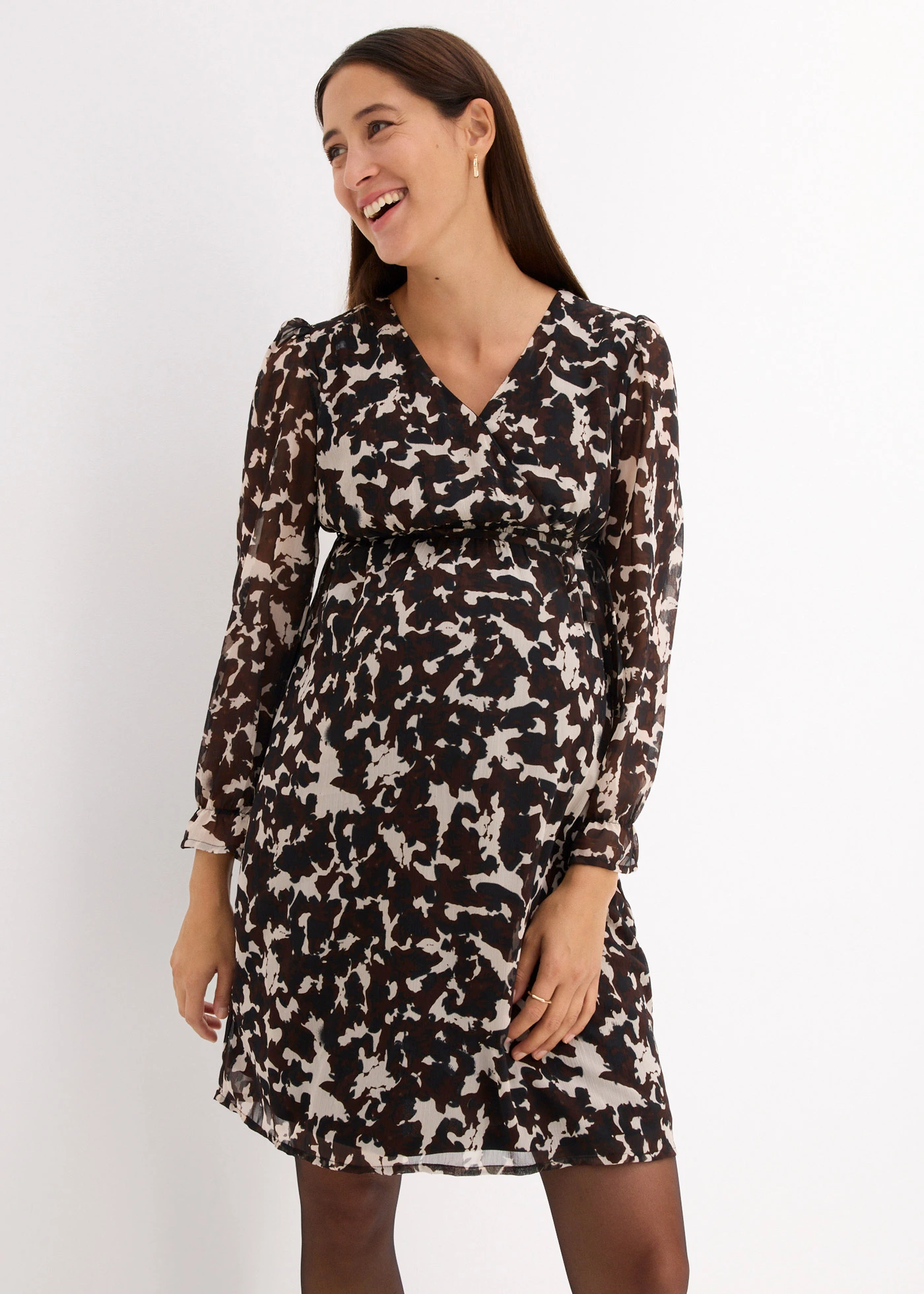 Těhotenské/kojicí šaty 2v1 • černá s grafickým potiskem • bonprix obchod