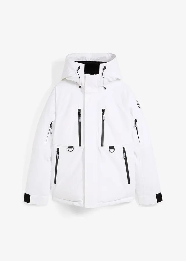 Veste de ski imperméable avec pare-neige, Couleur: blanc