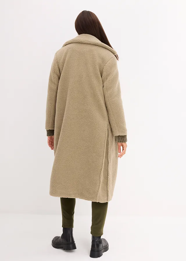 Manteau de grossesse en sherpa avec empiècement de portage • new kaki • product-page.page-title-suffix