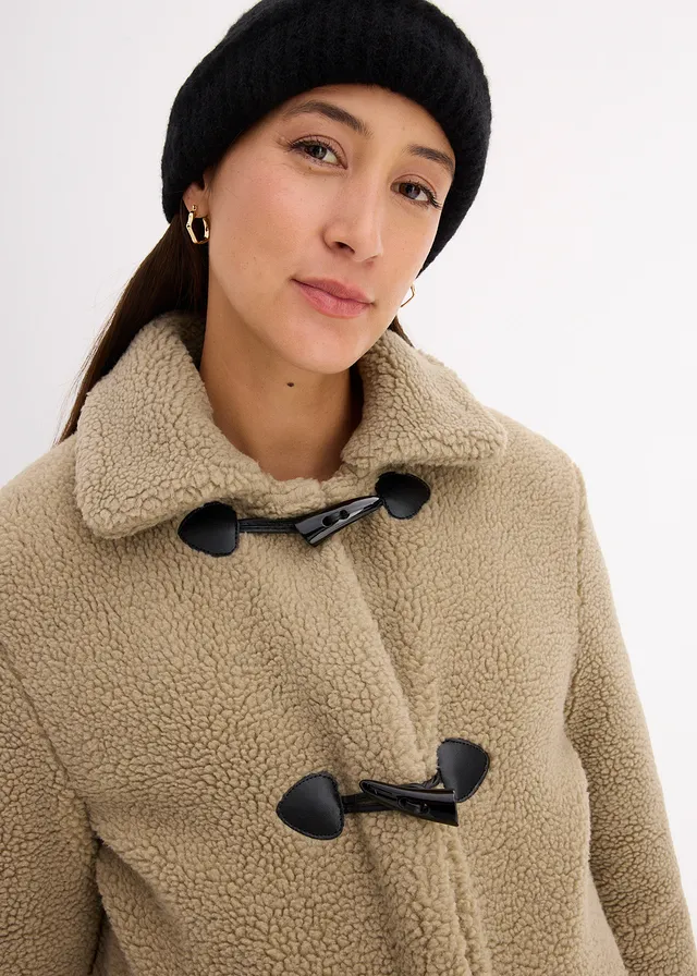 Manteau de grossesse en sherpa avec empiècement de portage • new kaki • product-page.page-title-suffix