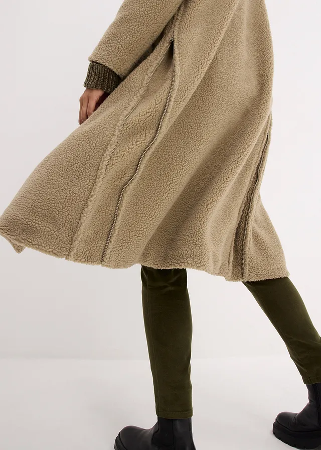 Manteau de grossesse en sherpa avec empiècement de portage • new kaki • product-page.page-title-suffix