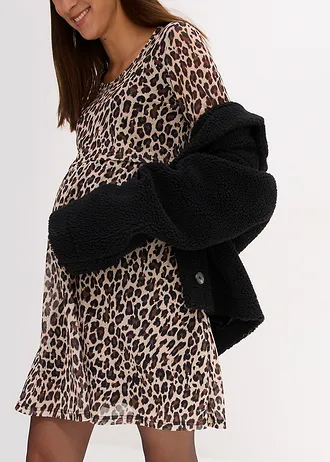 Těhotenské/kojicí šaty 2v1 s leopardím potiskem • tmavě hnědá s leopardím vzorem • bonprix obchod