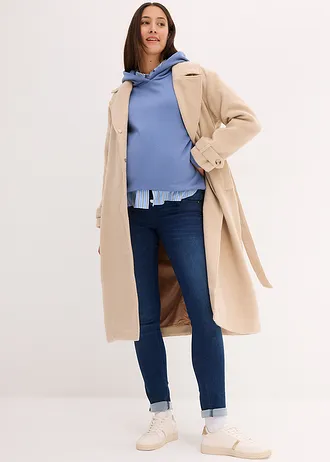 Jeansy ciążowe z ocieplającą spodnią stroną, slim fit • granatowy denim • sklep bonprix