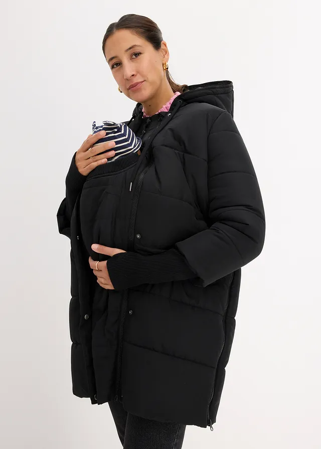 Manteau de grossesse 3-en-1 avec empiècement de portage, Couleur: noir