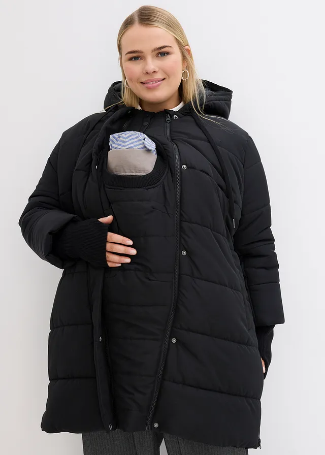 Manteau de grossesse 3-en-1 avec empiècement de portage, Couleur: noir