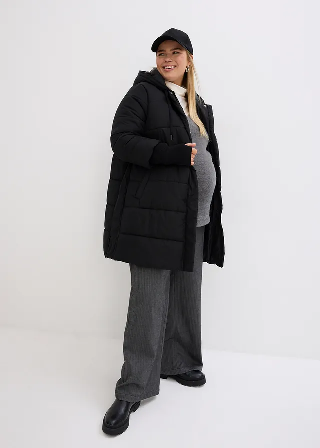 Manteau de grossesse 3-en-1 avec empiècement de portage, Couleur: noir