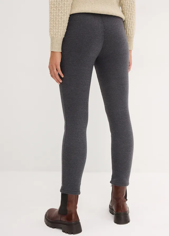 Legging de grossesse avec doublure peluche, Slim Fit, Couleur: anthracite chiné/blanc cassé