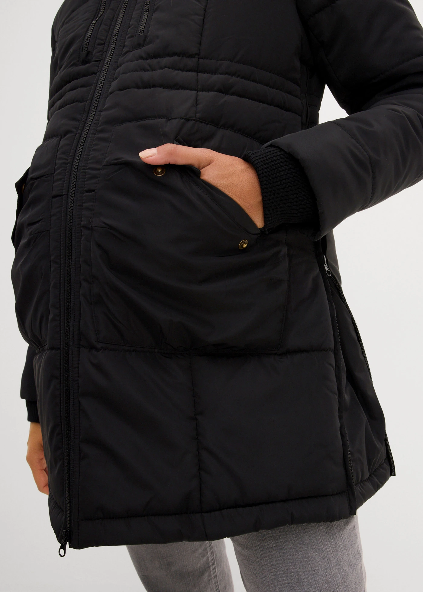 Těhotenská bunda 3 v 1 s vsadkou na miminko • černá • bonprix obchod