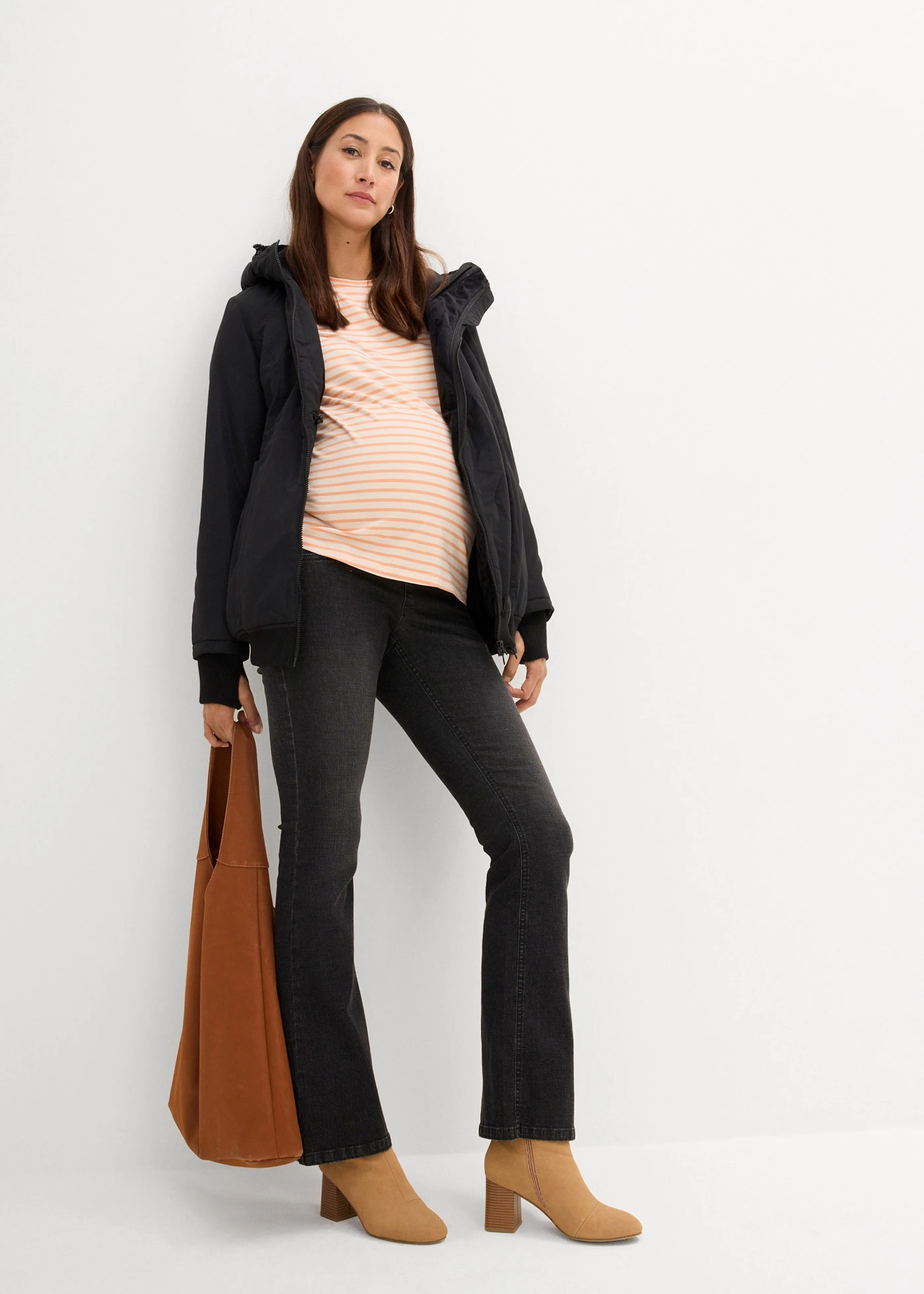 Těhotenská zimní bunda s baby vsadkou • černá • bonprix obchod