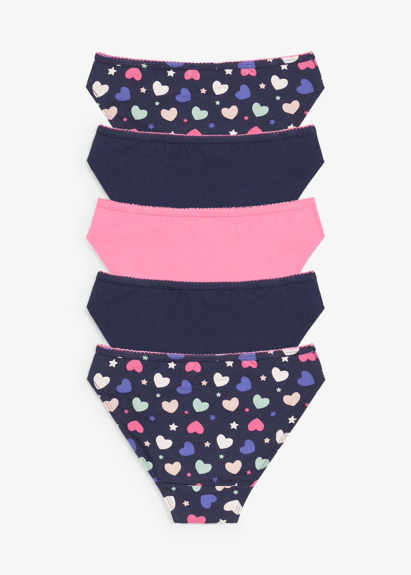 Slip met zacht katoen (set van 5) • donkerblauw-flamingopink gedessineerd • bonprix online shop