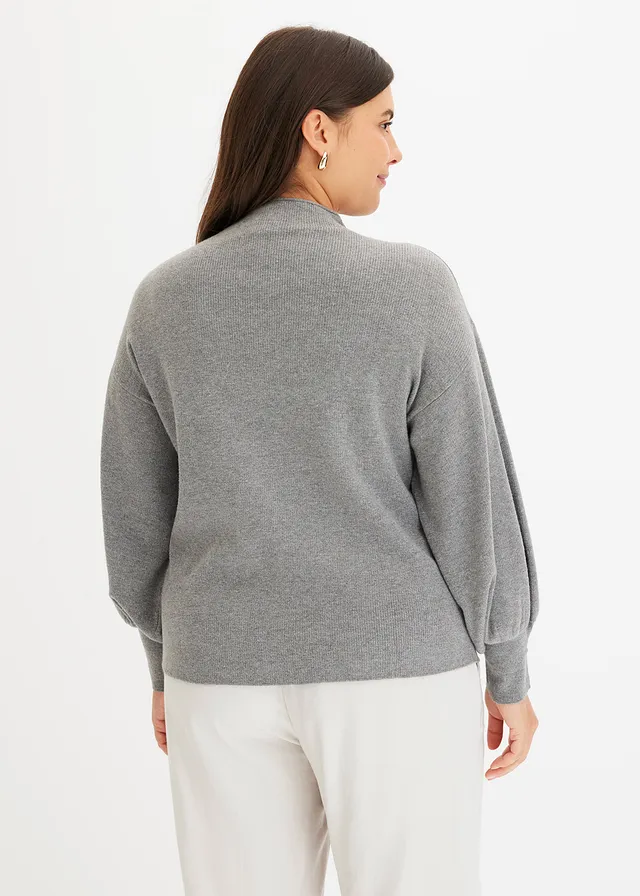 Oversized trui in een viscosemix, Kleur: grijs gemêleerd