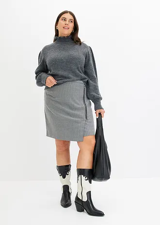 Svetr s rolákovým límcem, barva: šedý melír