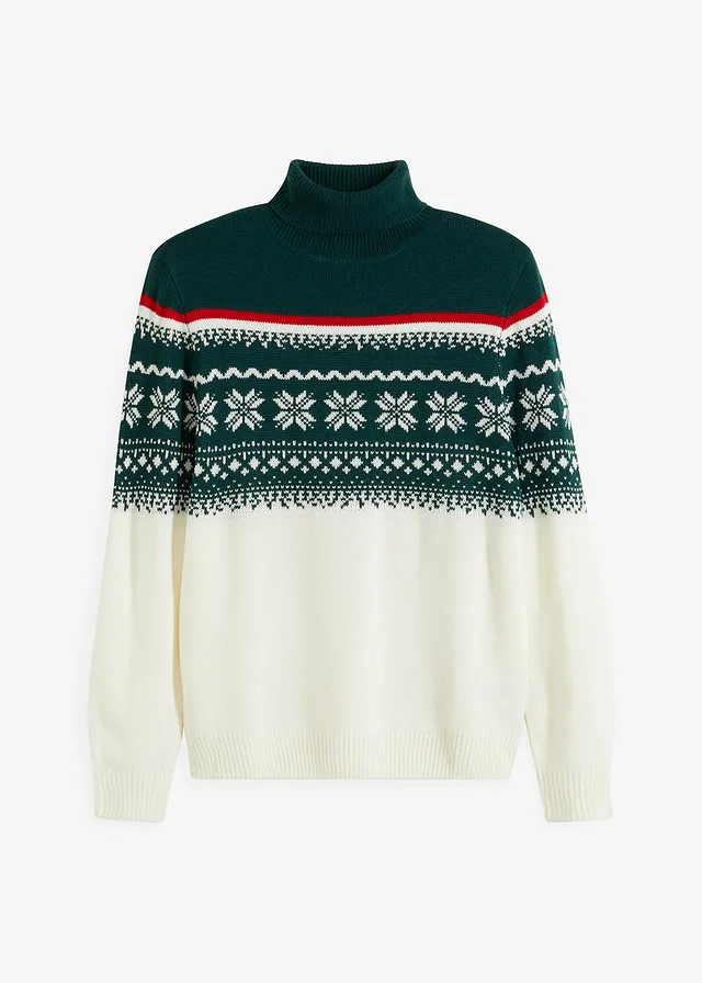 Pulover cu guler rulat şi model norvegian