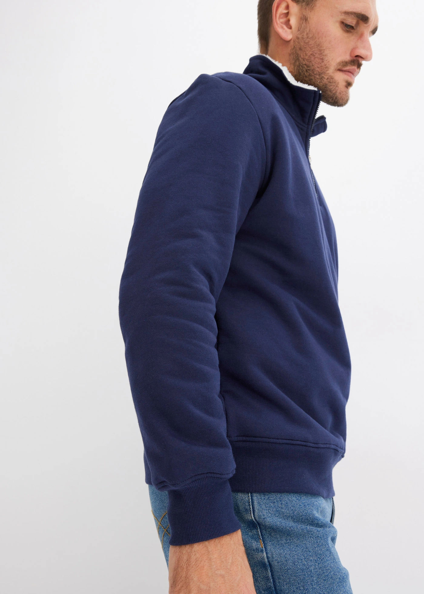 Thermo sweater met schipperskraag, warm gevoerd • donkerblauw • bonprix online shop