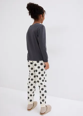 Meisjes pyjama met biologisch katoen (2-dlg. set) • antraciet-crèmewit gedessineerd • bonprix online shop