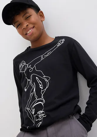 Tričko s dlouhým rukávem, z čisté organické bavlny • černá • bonprix obchod