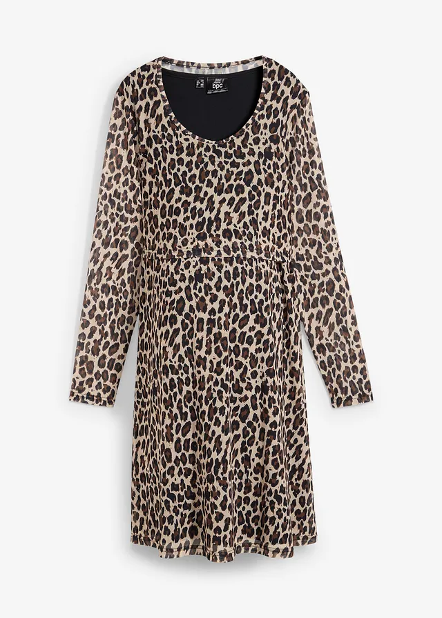 Robe 2en1 de grossesse et d'allaitement avec imprimé léopard, Couleur: marron foncé imprimé léopard