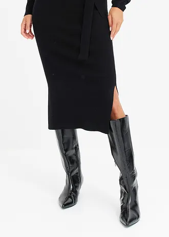 Robe fluide en maille de viscose mélangée • noir • Boutique bonprix