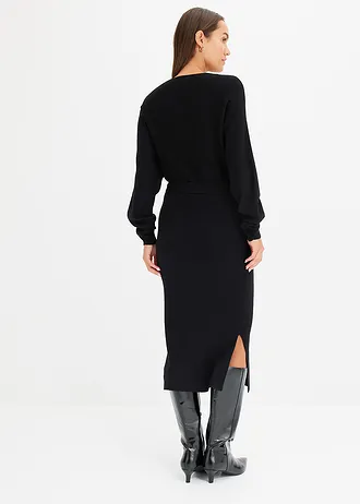 Robe fluide en maille de viscose mélangée • noir • Boutique bonprix