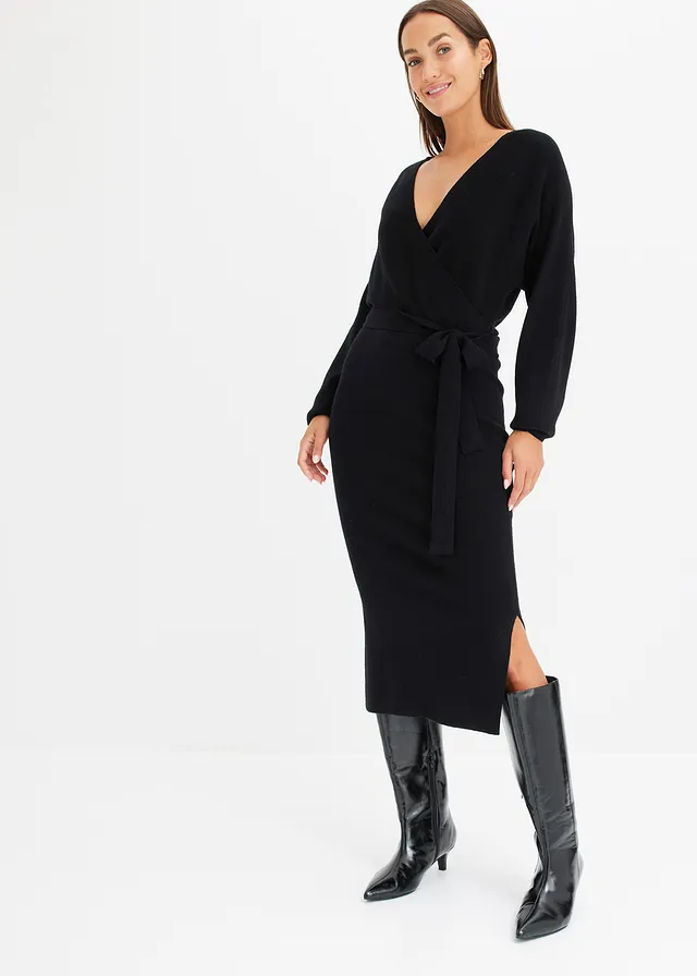 Robe fluide en maille de viscose mélangée • noir • product-page.page-title-suffix