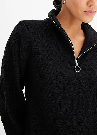 Pull camionneur en maille torsadée • noir • Boutique bonprix