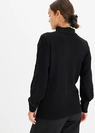 Pull camionneur en maille torsadée • noir • Boutique bonprix