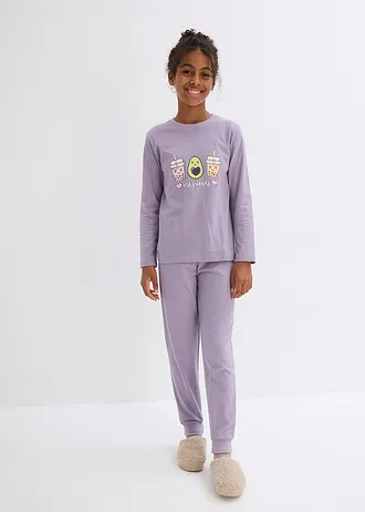 Lot de 2 pyjamas 100% coton • gris ardoise-violet fumé imprimé • Boutique bonprix
