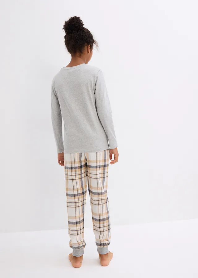 Pyjama enfant avec pantalon en flanelle (ens. 2 pces) • latte macchiato/écru/gris clair chiné imprimé • product-page.page-title-suffix