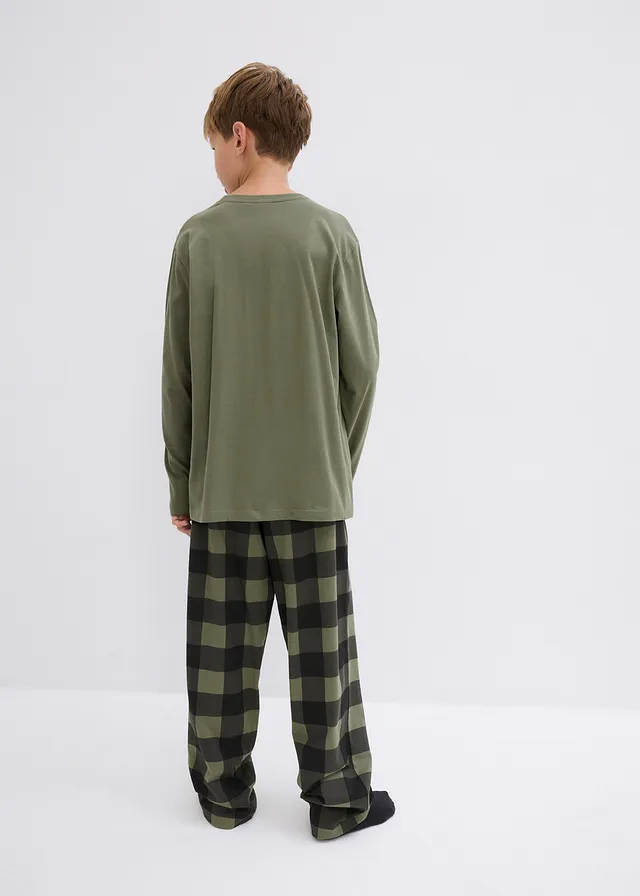 Pyjama 100% coton (ens. 2 pces) • olive/noir carreaux • Boutique bonprix