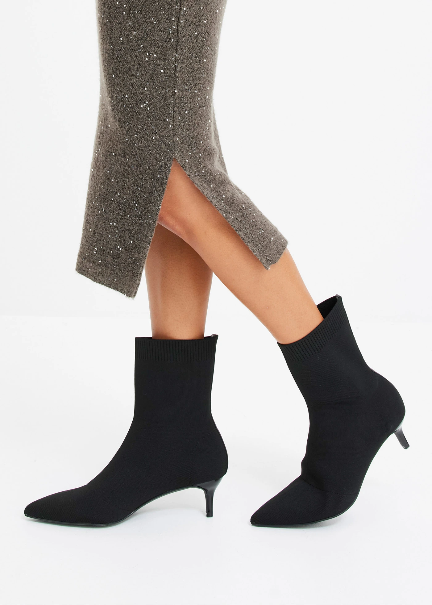 Gebreide rok met pailletten • bruin • bonprix online shop