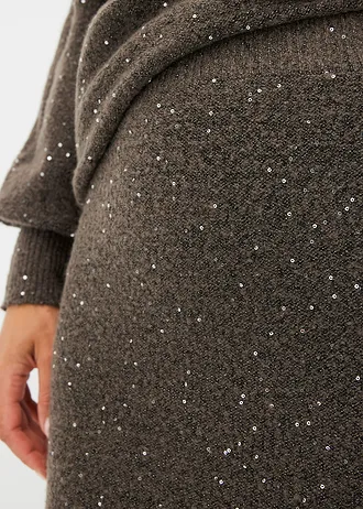 Gebreide rok met pailletten • bruin • bonprix online shop