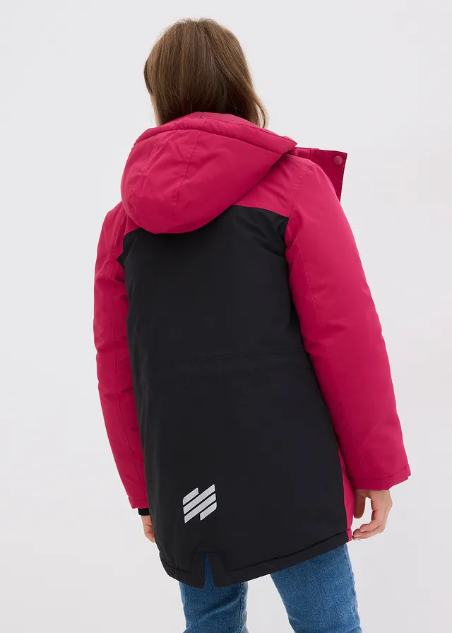 Meisjes ski-jas, Kleur: bessenrood-zwart