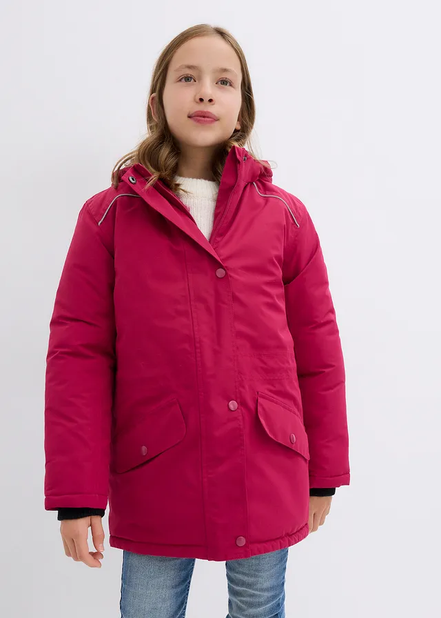 Meisjes ski-jas, Kleur: bessenrood-zwart