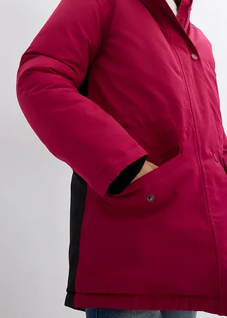 Waterdichte ski-jas met afneembare capuchon en reflecterende details • bessenrood-zwart • bonprix online shop