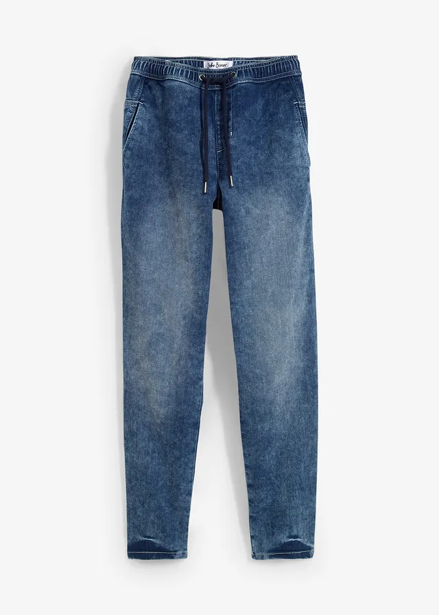 Jean boyfriend taille mi-haute, thermique, Couleur: bleu foncé denim used