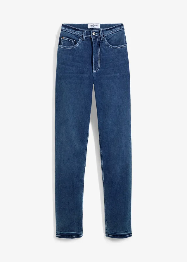 Termo džíny Straight High Waist • modrý denim used • bonprix obchod