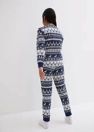 Kinderpyjama van puur biologisch katoen (2-dlg. set) • diepblauw-wit gedessineerd • bonprix online shop